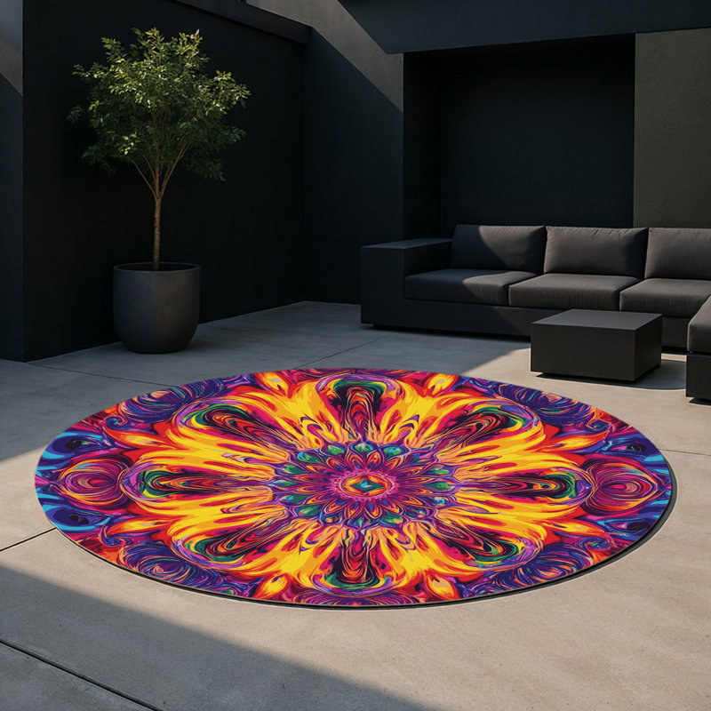 Psyche Wave Indoor And Outdoor Area Rug, Round 5'