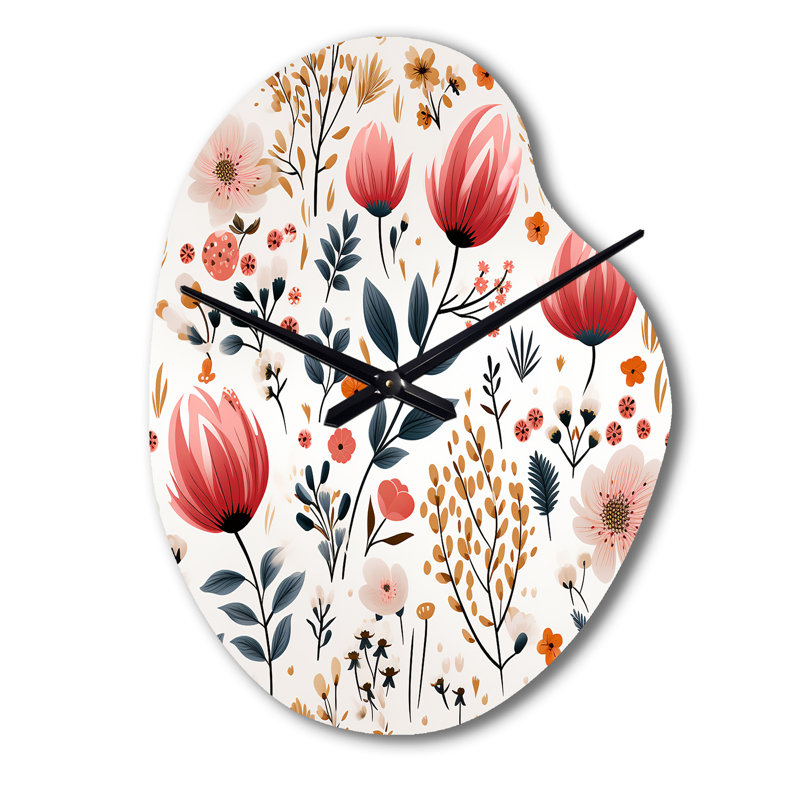 Motif floral de charme rustique rose rustique - horloge murale, Grand