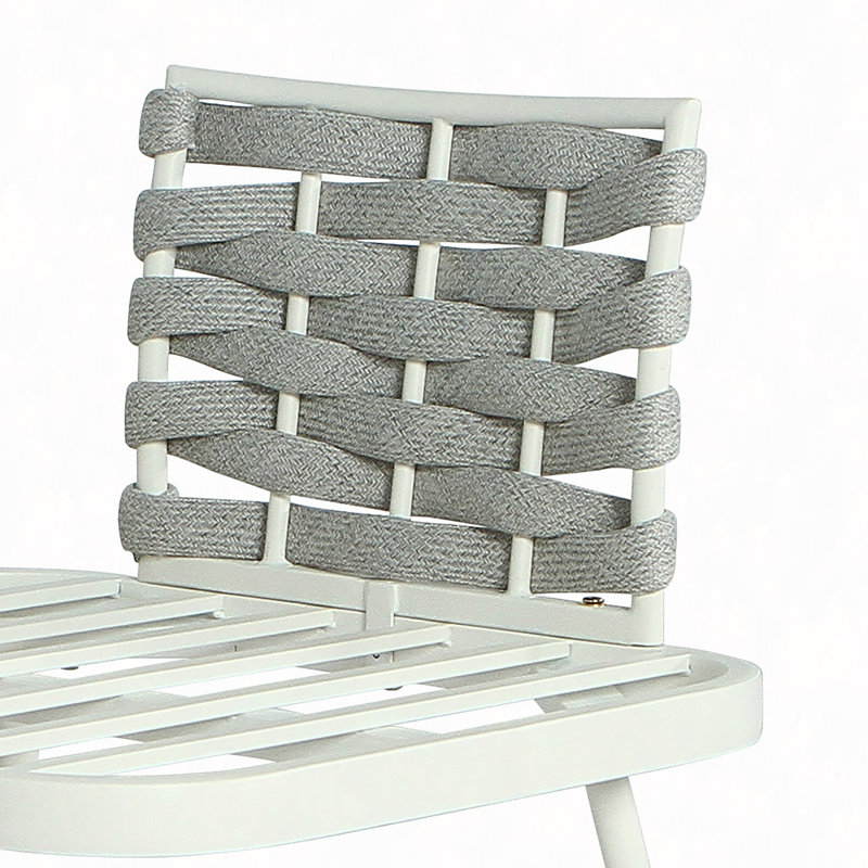 Causeuse et table en acier, Gris foncé, Blanc cassé / blanc