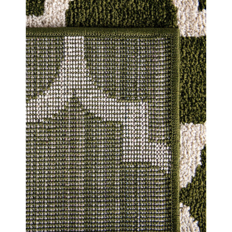 Tapis géométrique vert foncé Molly, Tapis de couloir 2 pi x 6 pi 1 po