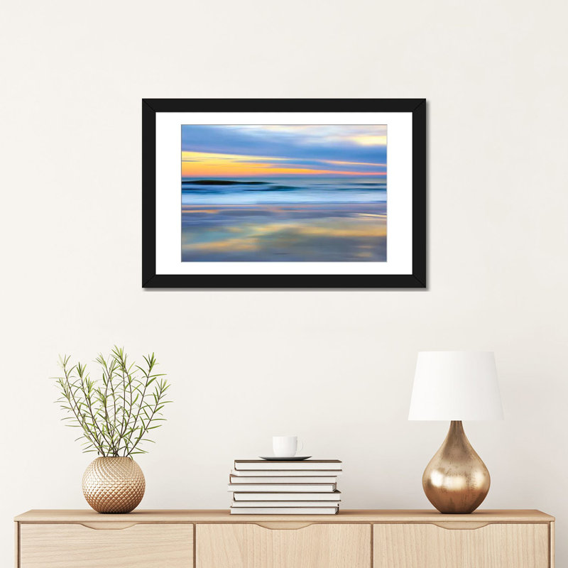«Pastel Sunset», impression sur toile, H 16 po x l 24 po x P 1 po, Papier d'art encadré noir, Blanc