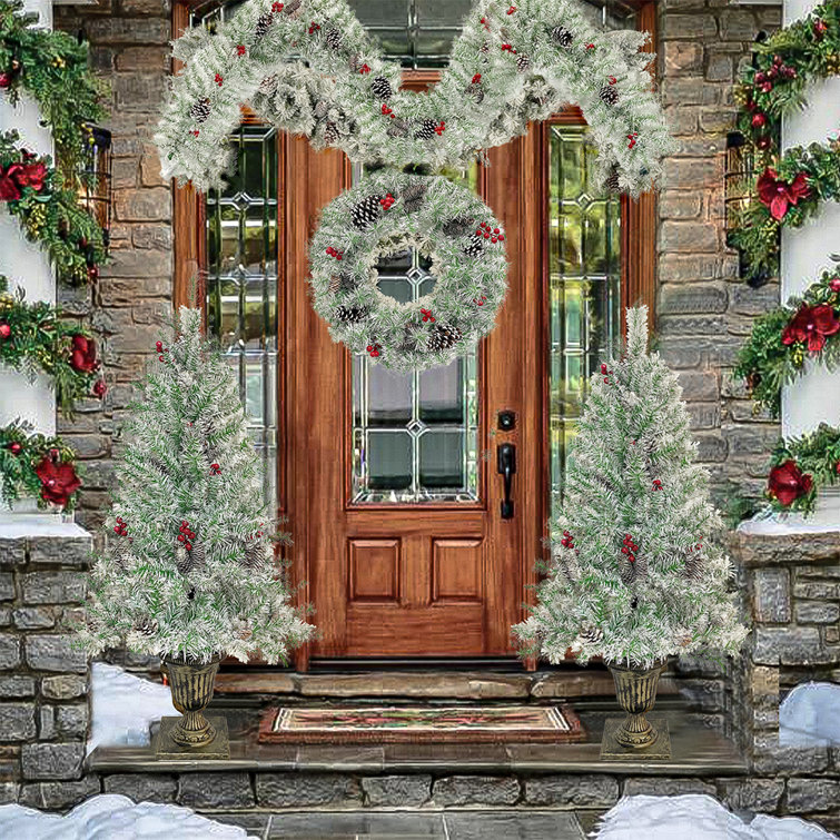 https://assets.wfcdn.com/im/91667444/resize-h755-w755%5Ecompr-r85/2557/255747616/Pre-lit+Christmas+Decoration+4-Piece+Set+with+Artificial+Christmas+Garland%2C+Wreath%2C+2+Xmas+Tree.jpg