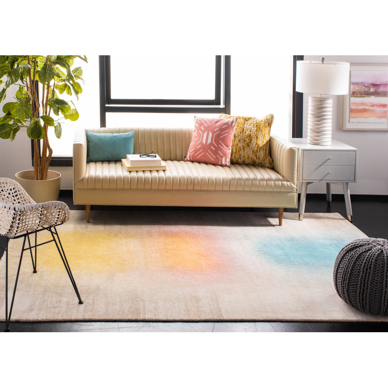 Hand Knotted Beige/Gold Area Rug, Rectangle 9' x 12'