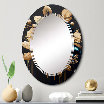 Miroir mural Pillell Camellia I bleu et doré
