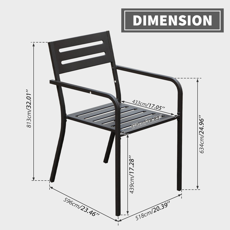 Ensemble de 4 chaises de patio d'extérieur en métal pour l'extérieur