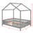 Montessori Floor Bed with Canopy, House-Shaped Toddler Frame, High Railings and Roof-243582562-243582561