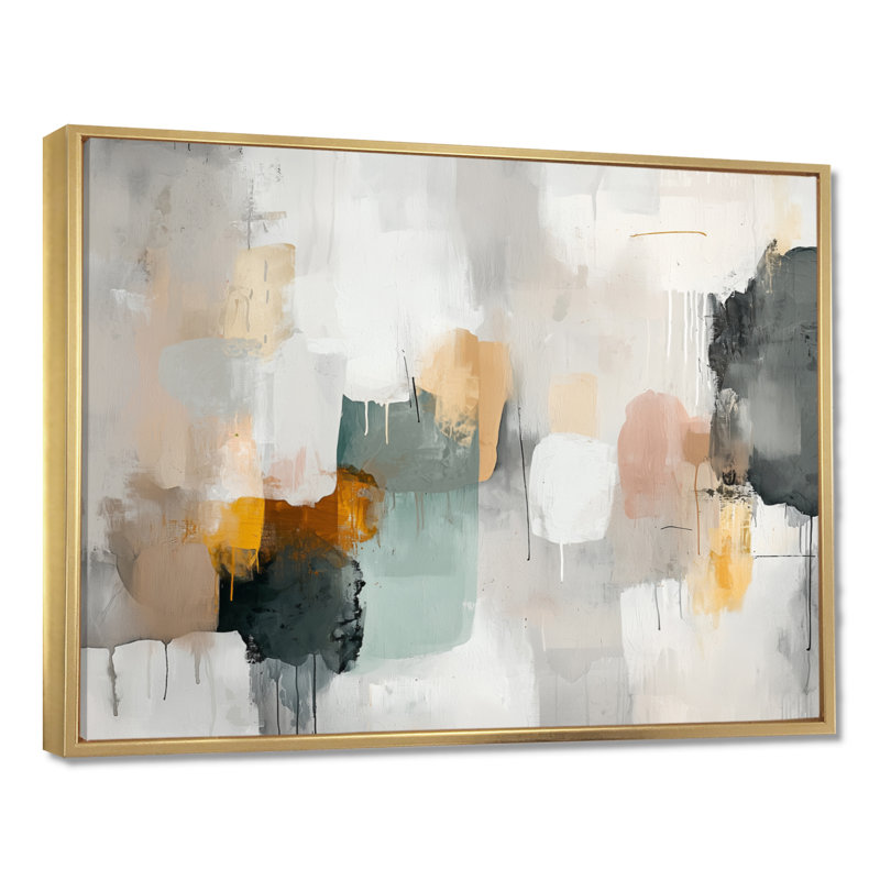 «Wideman Silence Of Minimalisme Soft Colors», art sur toile, H 34 po x l 44 po, Impression encadrée flottante, Or