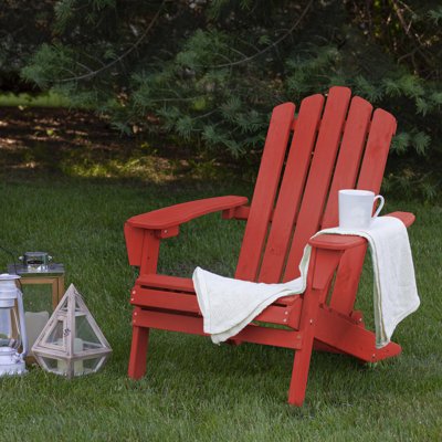 36" Natural Brown Classic Folding Wooden Adirondack Chair