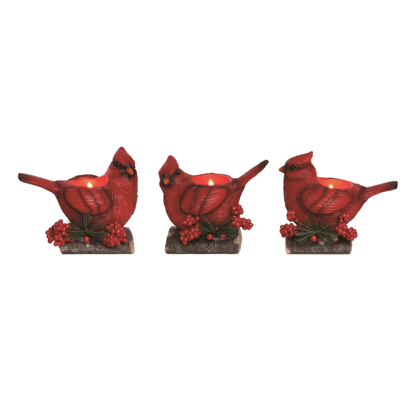  Ensemble de 3 bougies chauffe-plat en résine rouge 5,5 po Cardinal