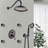 Matte Black Bathroom Shower - 360° Rotating Head, Valve Included Powerful 4 Spray Patterns, Diverter-117060417