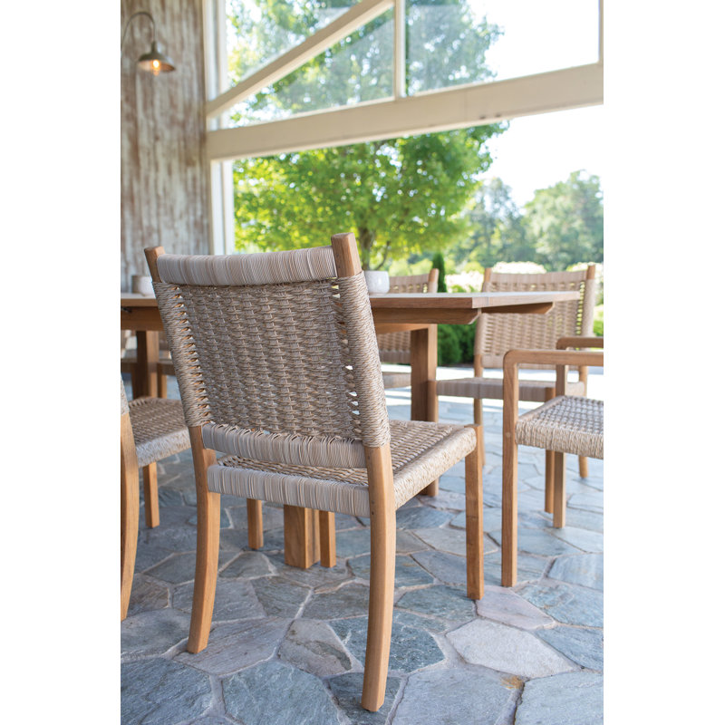 Hudson Teak Patio Dining Side Chair, Hudson Natural Cord