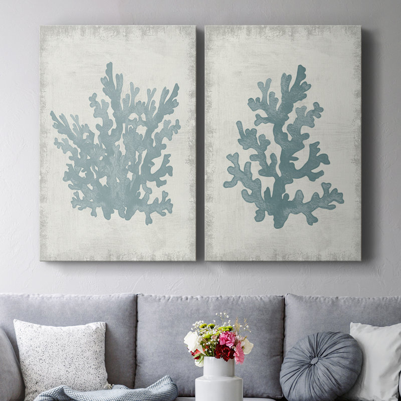 Coral Oasis I - Toile tendue avec châssis de qualité supérieure - Prêt à accrocher, H 48 po x l 64 po