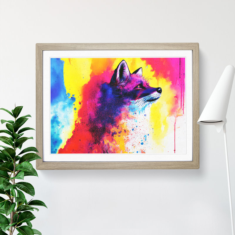 Dripping Fox Vol.2 Abstract - Framed Print, 34cm H x 46cm W x 2cm D, Oak