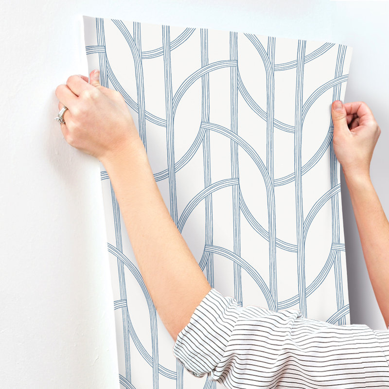 Salvo Curved Contours Wallpaper, Blue