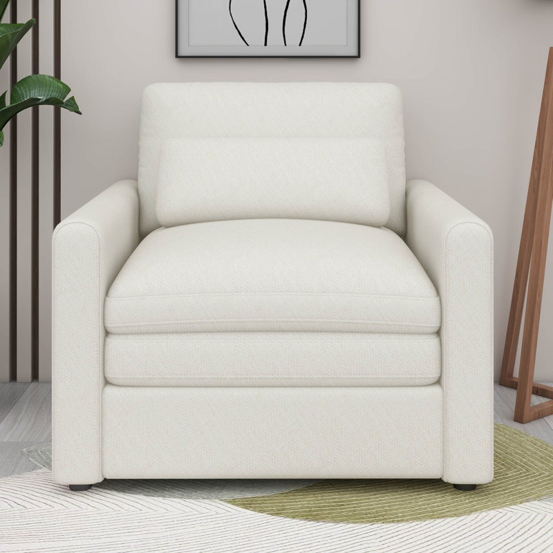 Fauteuil moderne en tissu de chenille, chaises d'appoint confortables en nuage, canapé simple avec coussin double moelleux