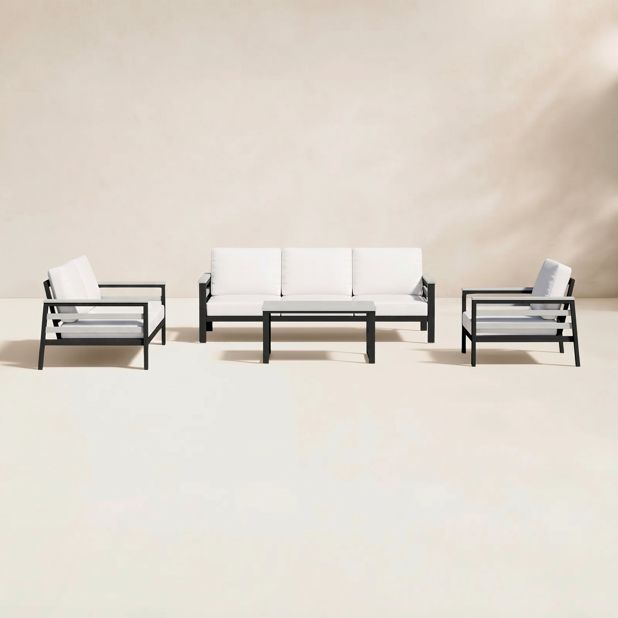 Townsend - Person Patio Conversation Set with Cushions, Sunbrella Canvas Natural