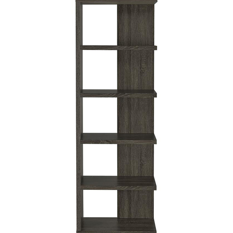Étagère grise vieillie à 5 tablettes | Bibliothèque polyvalente pour le bureau et la maison avec 5 niveaux de rangement pour organiser votre espace