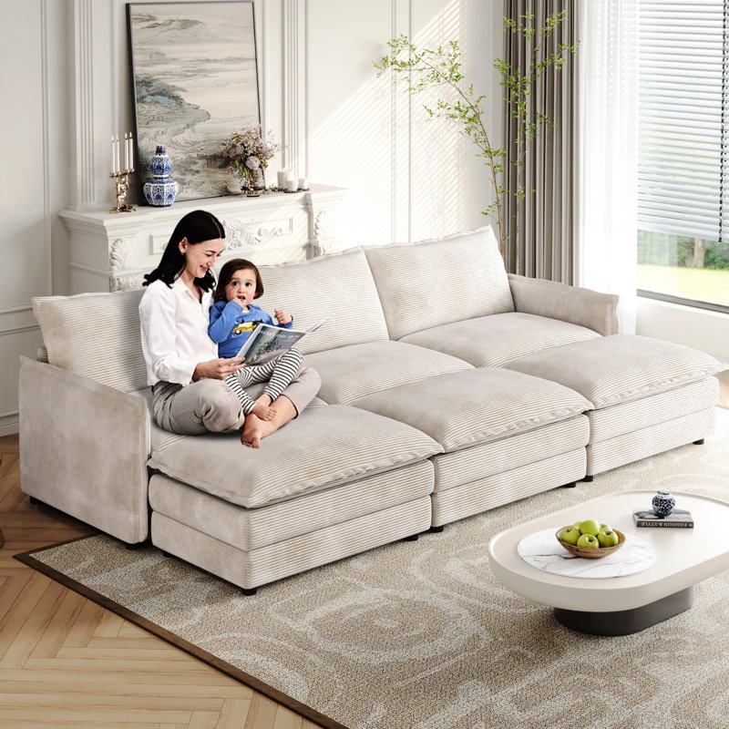 3 fauteuils en velours côtelé avec 2 repose-pieds mobiles, fauteuil inclinable profond pour la maison, tissu rembourré et fauteuil rembourré confortable rembourré en éponge, matériau confortable
