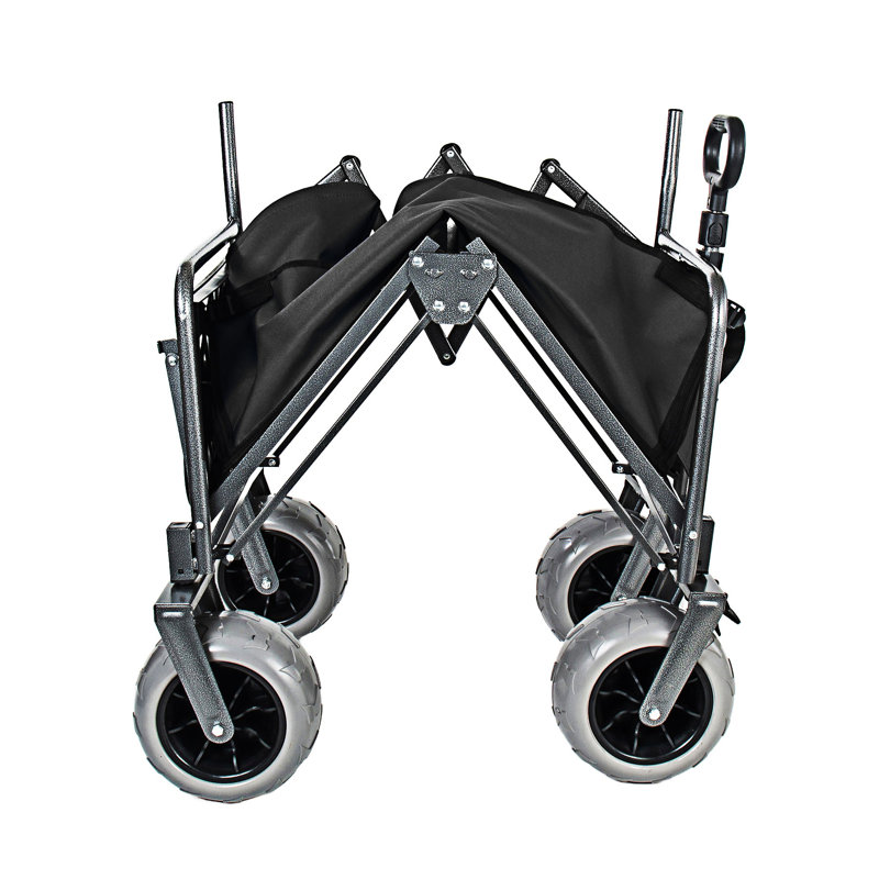 Convertible Folding Wagon Cart With Folding Tabletop, Black