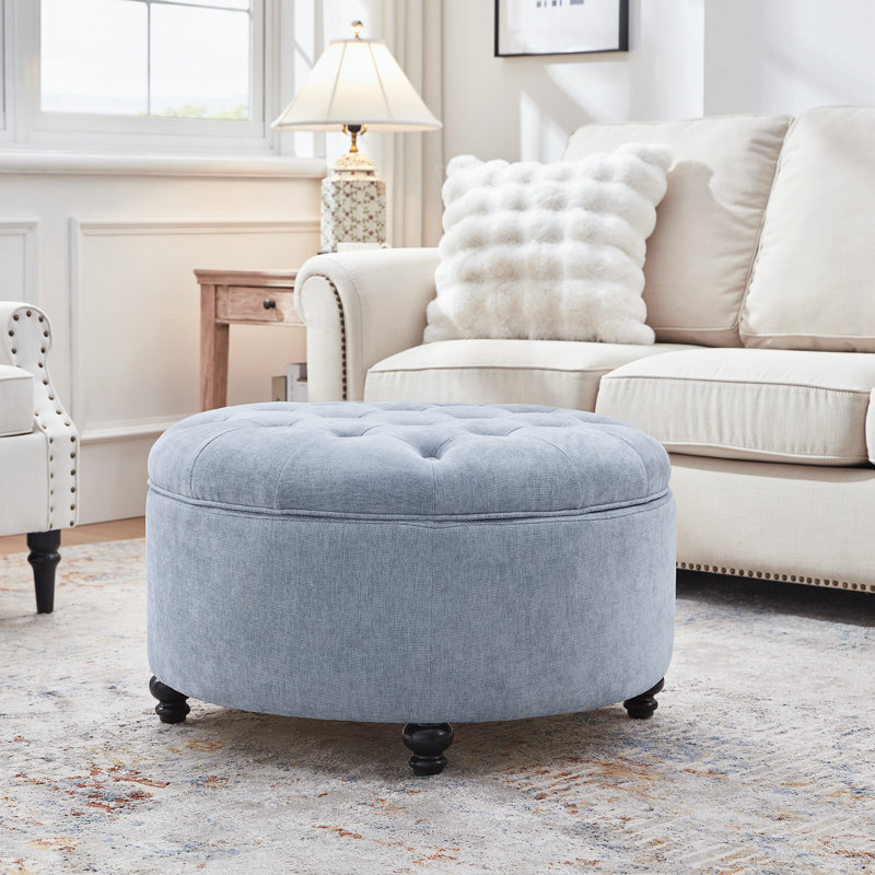 Daquasha Upholstered Ottoman, Blue