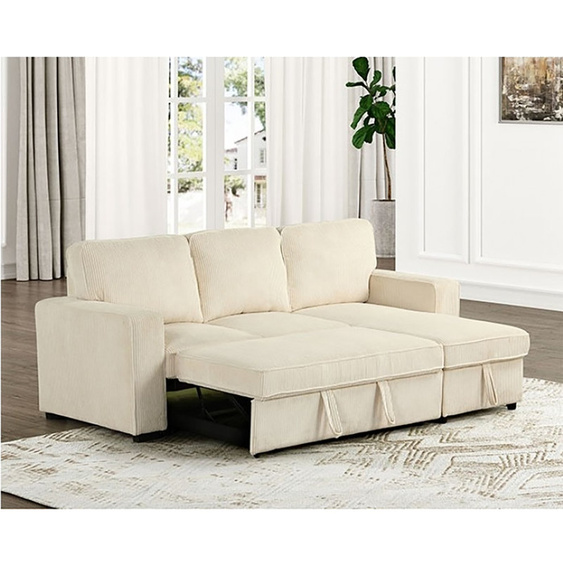 Canapé modulaire avec couchette Wongso, Velours côtelé beige