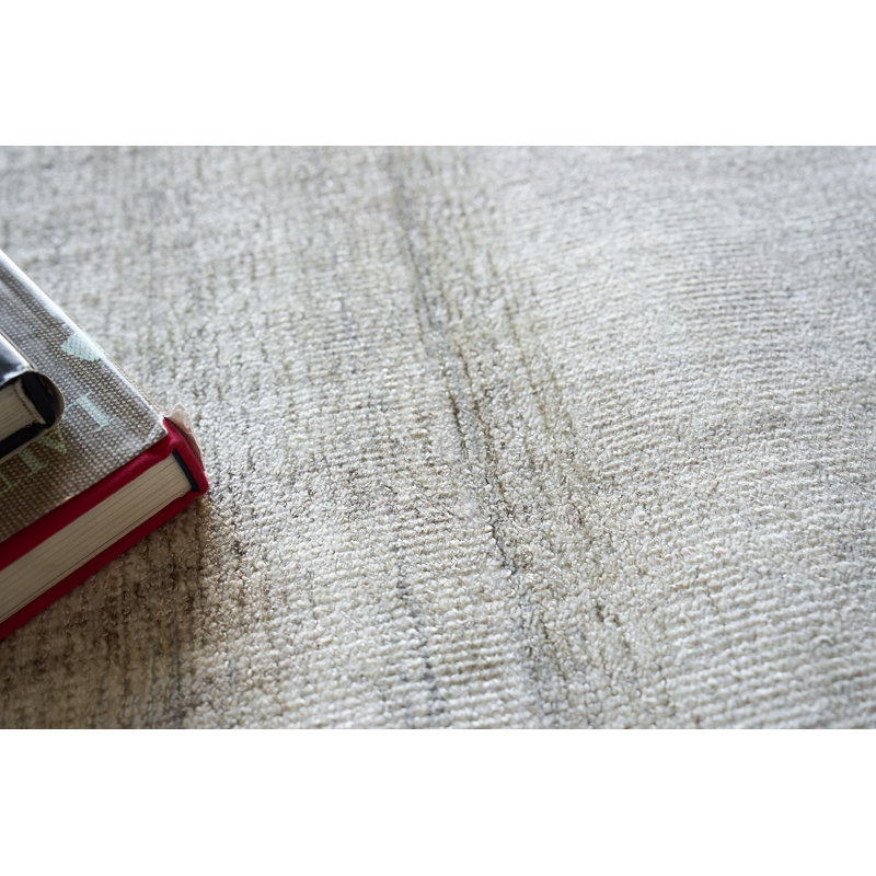 Cloud Hand Loomed Wool and Rayon From Bamboo Silk Ivory/Beige Area Rug, Rectangle 9' x 12'
