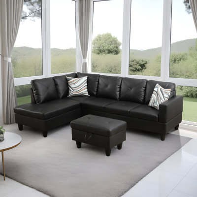 Krunoslav Faux Leather L-Shaped Sectional