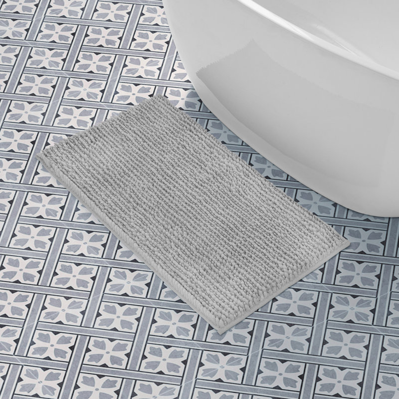 Laura Ashley Butter Chenille Bath Rug, Light Gray, 20" W x 34" L
