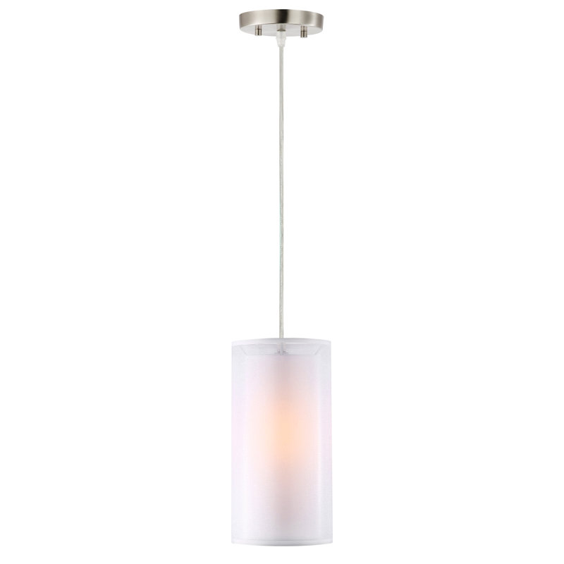 Luminaire suspendu cylindrique à 1 lumière Wiese, blanc