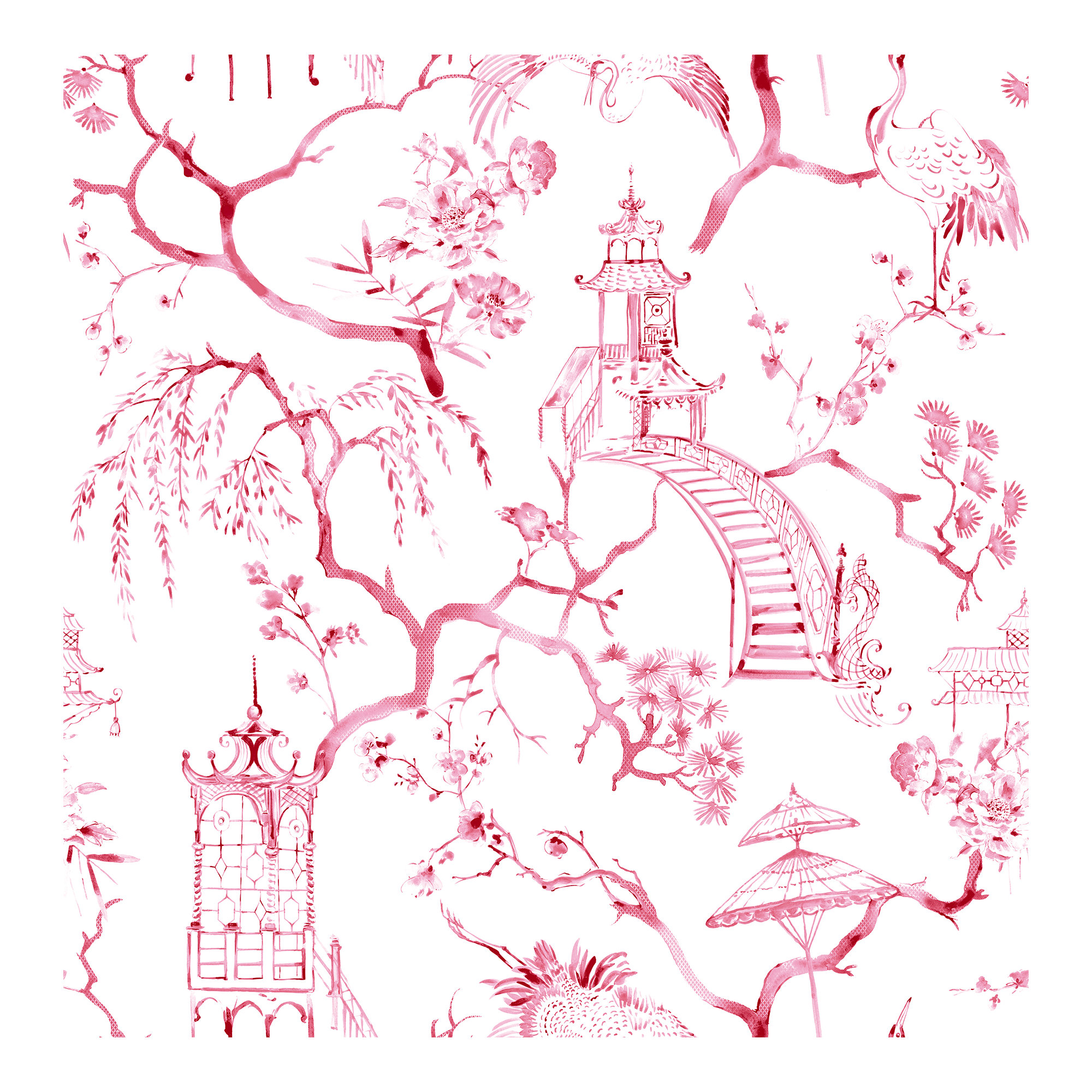 Breene NON-PASTED,UNPASTED Floral Wallpaper, Pink