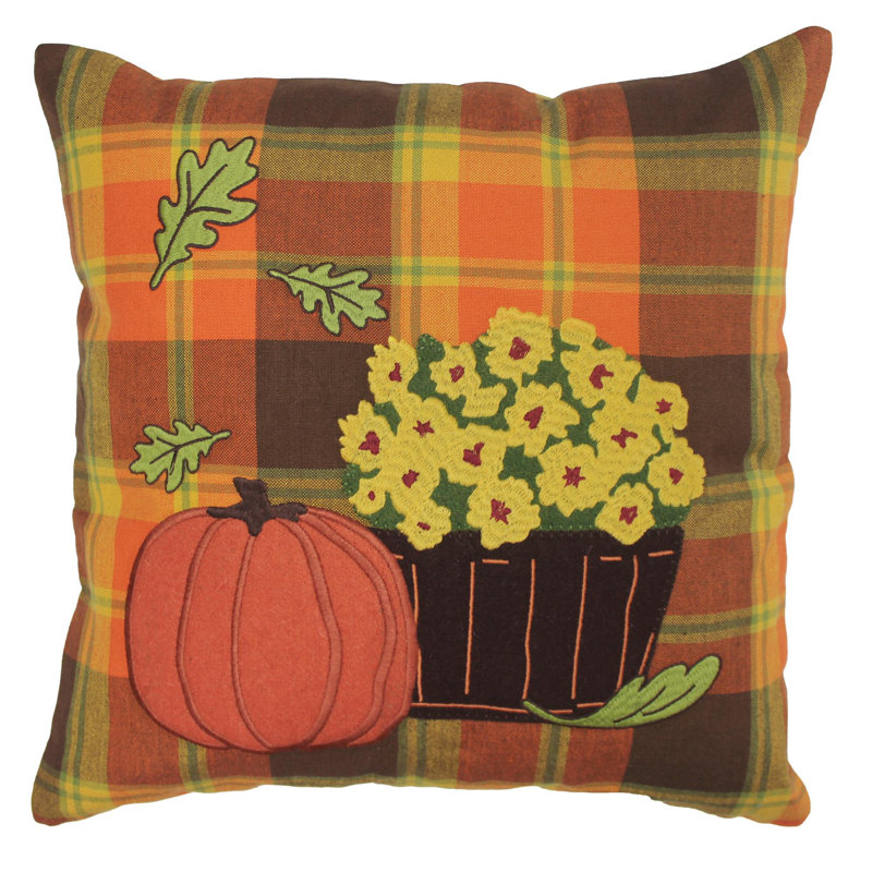 Multi Cotton Applique Reversible Throw Pillow