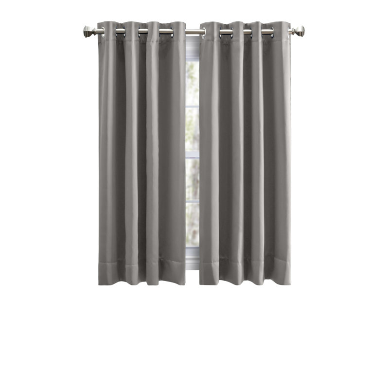 Ardelle Blackout Single Curtain Panel, 56" W x 54" L, Gray with Brushed Nickel Grommets.