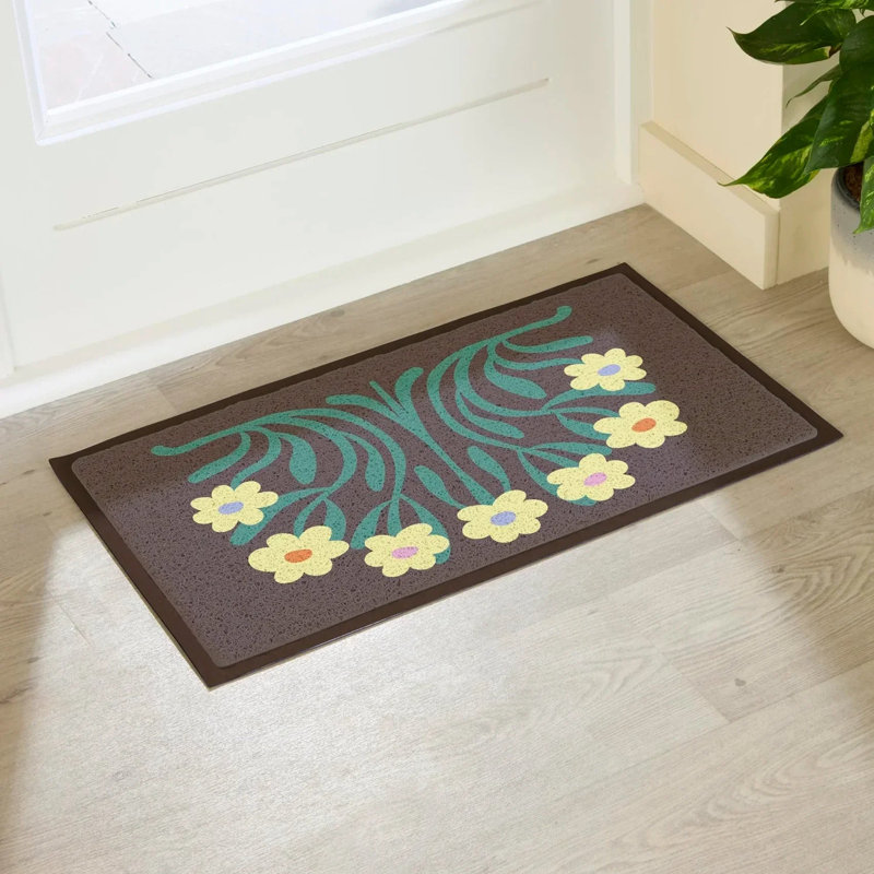 Non-Slip Floral Doormat, 16" x 28"