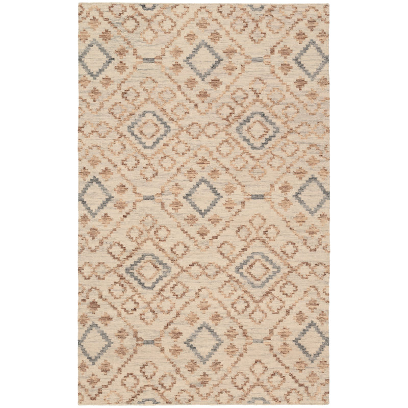 Jelly Roll Sky Handwoven Wool Rug, Rectangle 4' x 6'