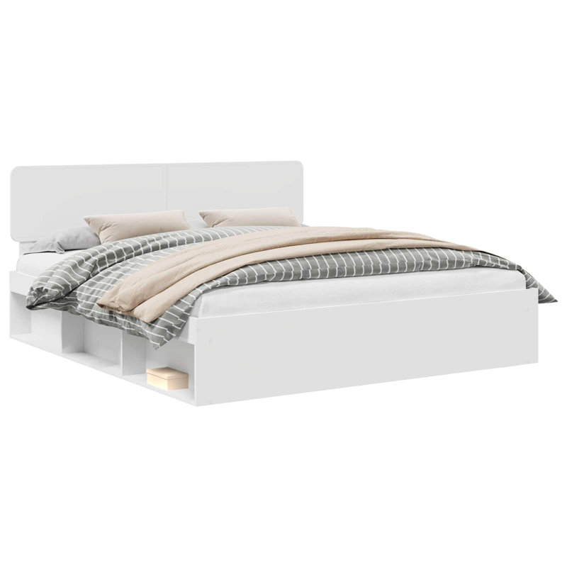 Solid Wood Bed, 140 x 190cm, White