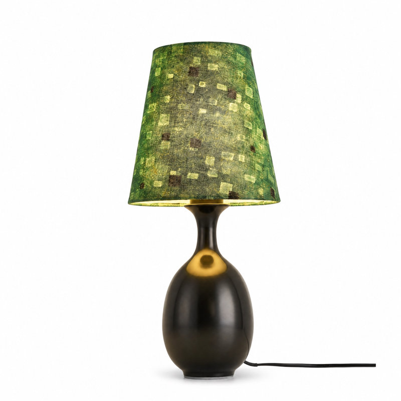 Black Ceramic Floral Shade Table Lamp
