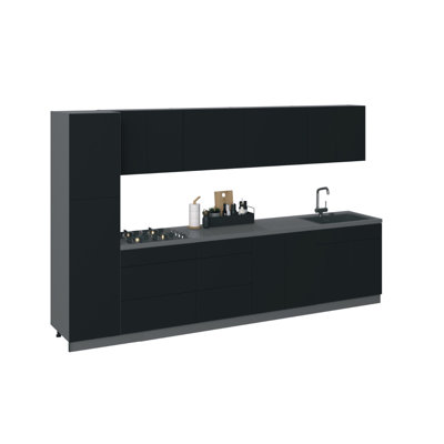 Cuisine complète moderne en panneau de fibres à densité moyenne (panneau de fibres à densité moyenne) l 135 po x P 24 po x H 83 po WALLKITCHENS 