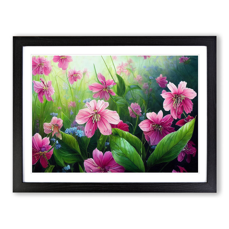 Dreamlike Wild Flowers - Single Picture Frame Print, Black, 25cm H x 34cm W