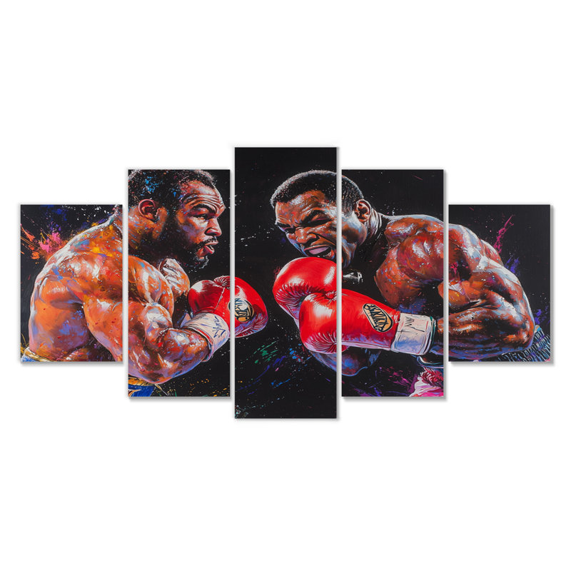 Championnats de boxe rouges et noirs III - ensemble d'art mural de boxe sportive