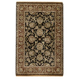 Hand Knotted Wool Area Rug in Black And Red