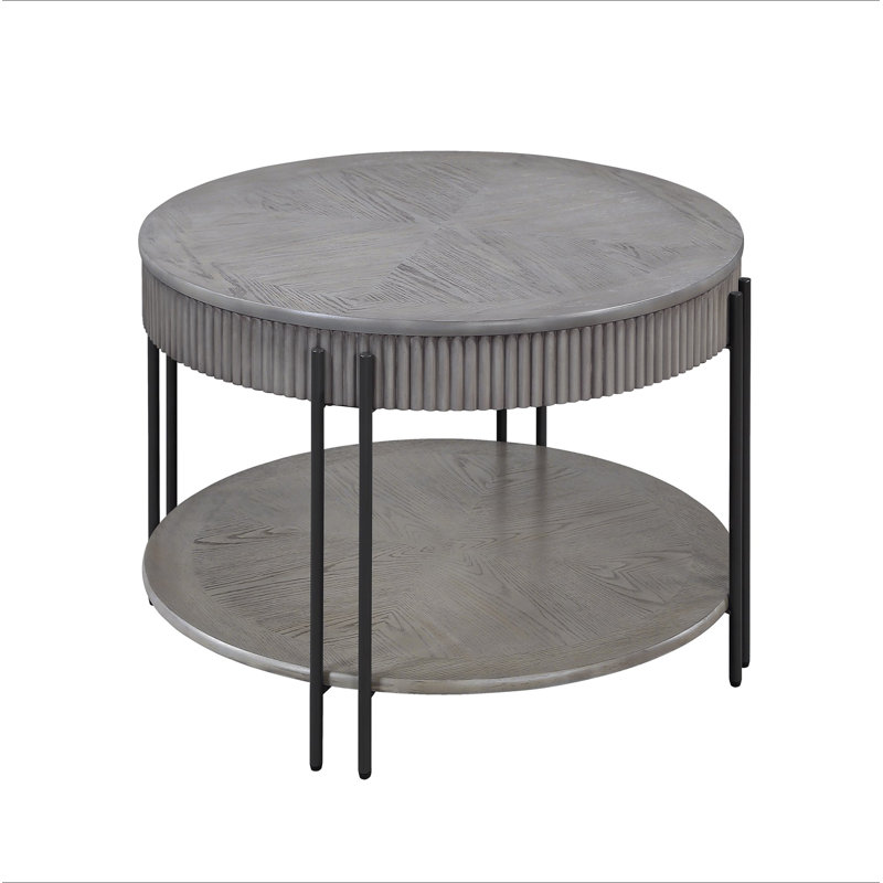 Table basse ronde contemporaine avec tablette de rangement 1pc