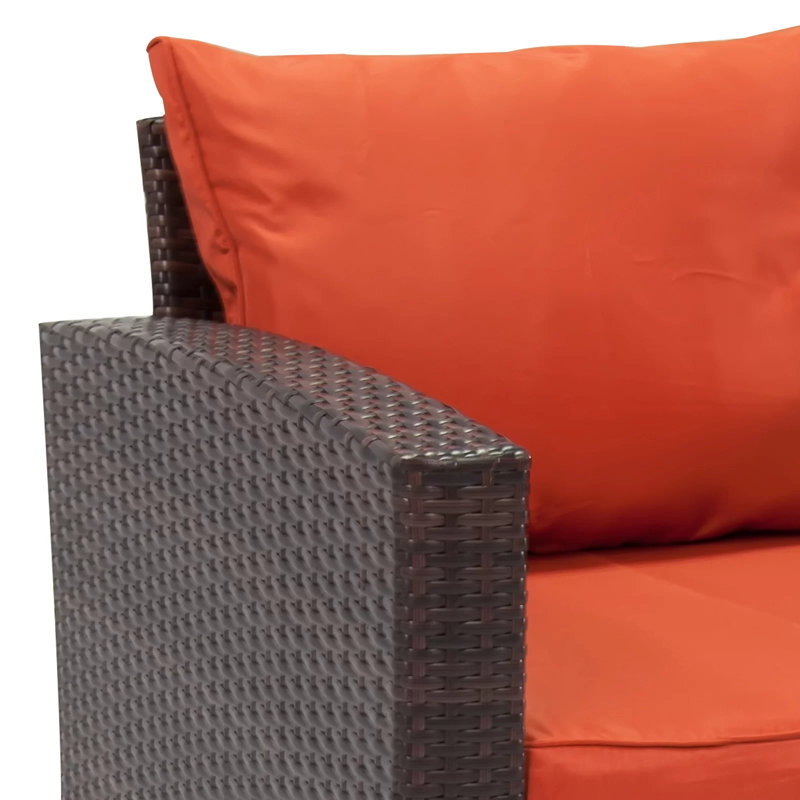 Ensemble de canapé d'extérieur Warner, Orange, Marron foncé