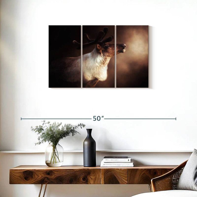 Brampt Morning Mist Reindeer, 20" H x 33" W