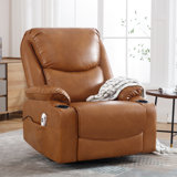 34.2'' Wide Modern Vegan Leather Swivel And Rocker Power Recliner Chair With USB Port