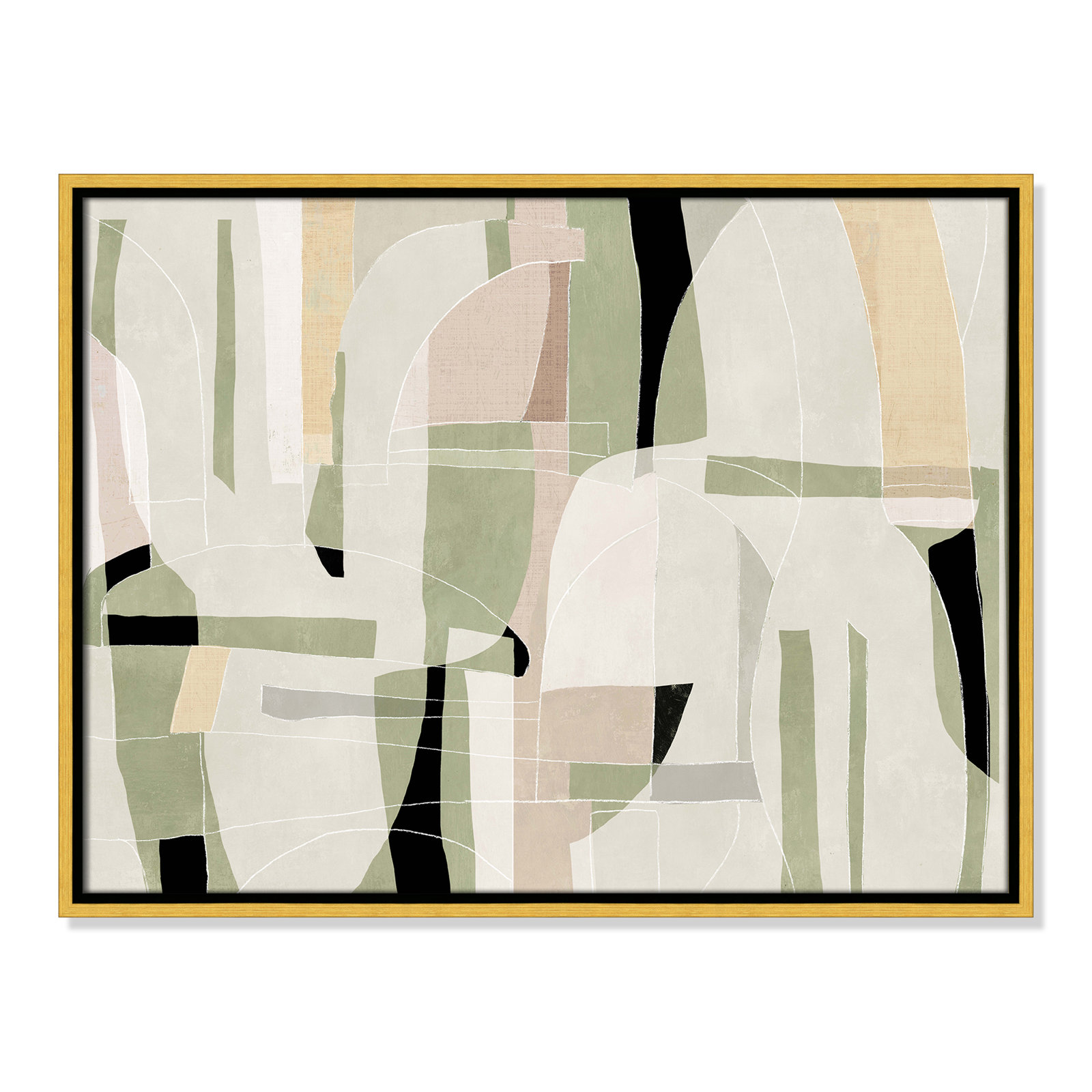 Sunny Barcelona - Floater Frame Canvas, 25.5" W x 19.5" H, Gold