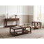 Table basse contemporaine en noyer avec tablette ouverte et coins arrondis