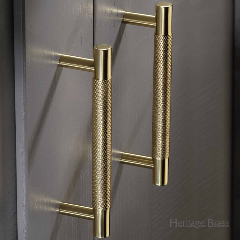 Heritage Brass Signac Heritage Cabinet Pull Partial Knurl Design, Polished Brass, 16cm center to center