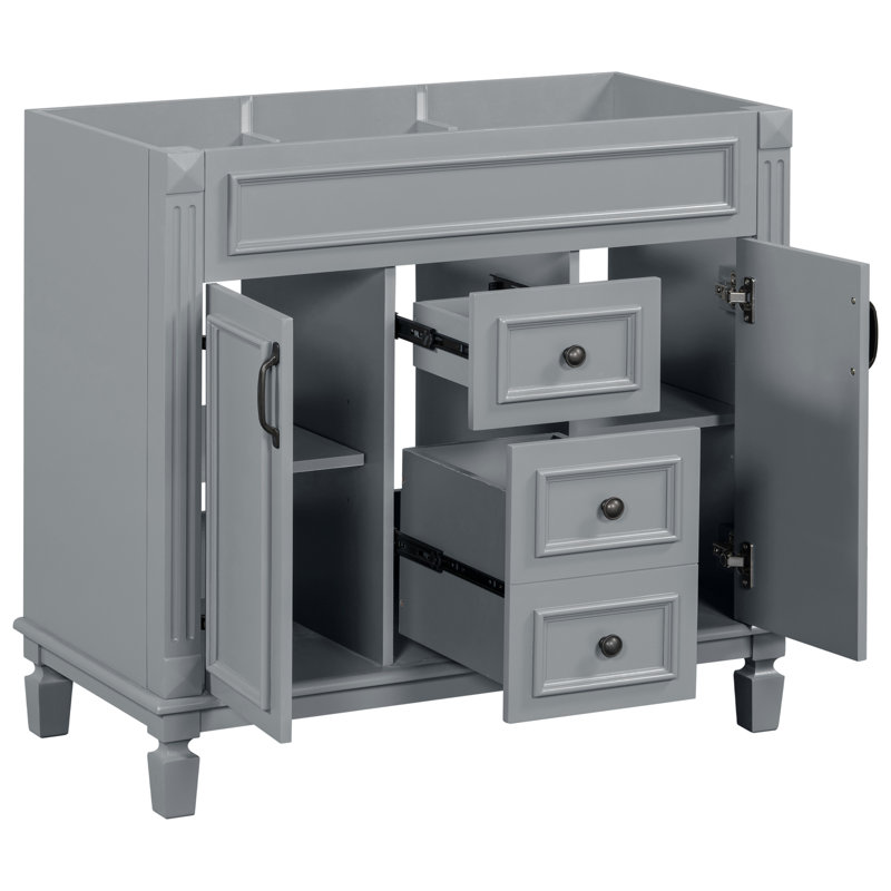 Base de meuble-lavabo moderne de 36 po Sutton avec fabrication en bois massif et en panneau de fibres à densité moyenne (lavabo non inclus)