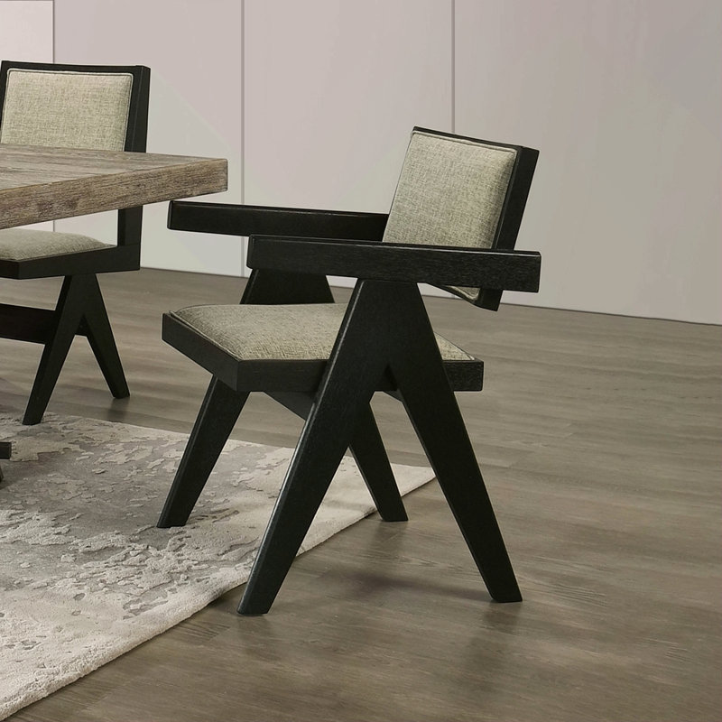 Chaises de salle à manger avec accoudoirs noirs et gris, Noir