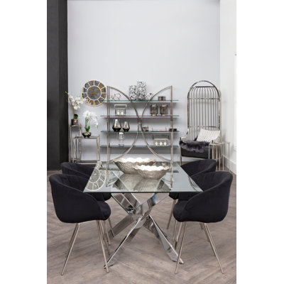 Glass Top Metal Base Dining Table